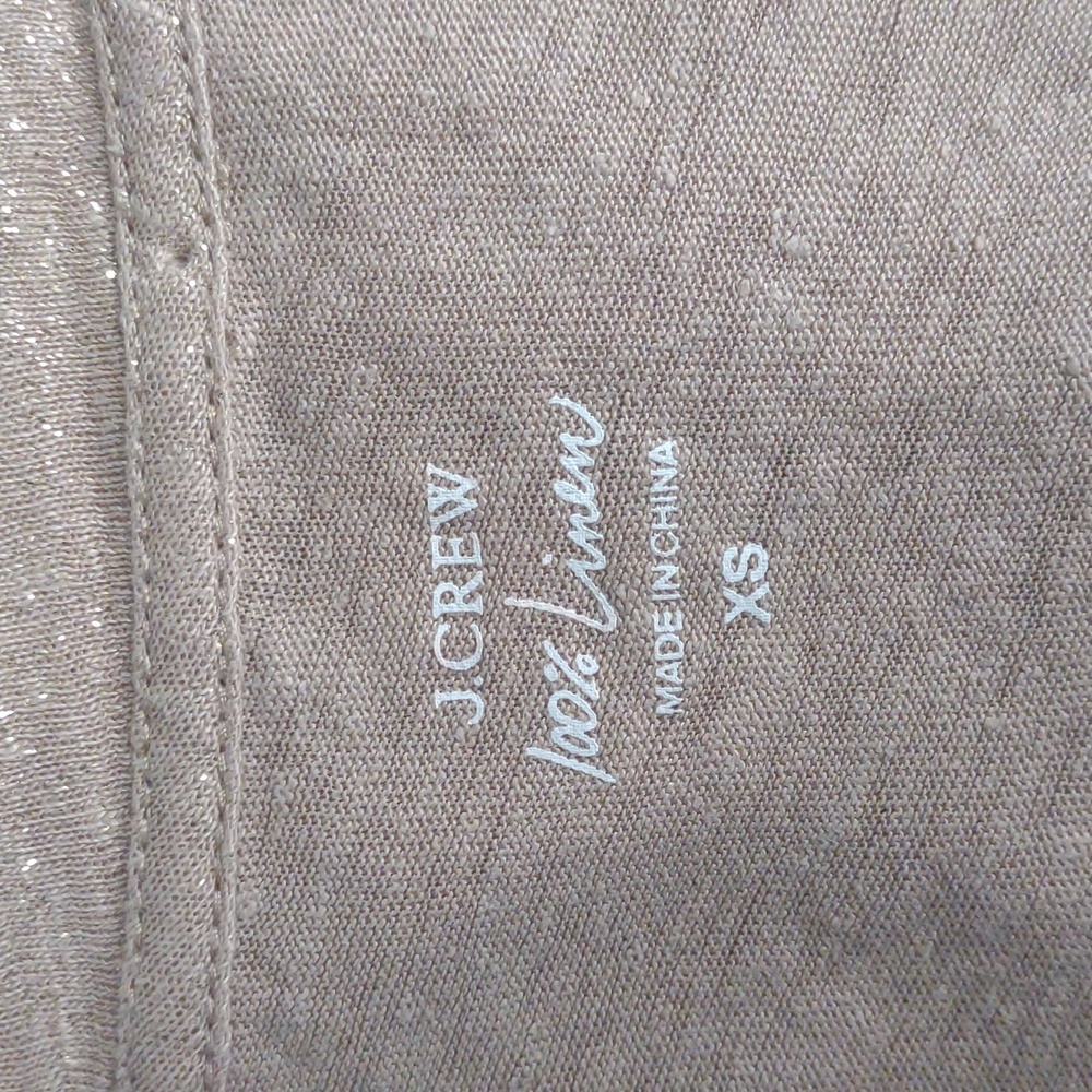 J. Crew 100% Linen Women's Gold Metallic V-Neck Lightweight Tee Shirt Size XS - Picture 8 of 13
